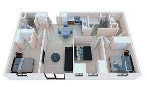 Floor plan for 3 beds, 2 baths, 1201 sqft